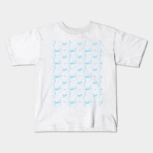 Aesthetic Pastel Light Blue Ribbons and bows in watercolor. Kids T-Shirt